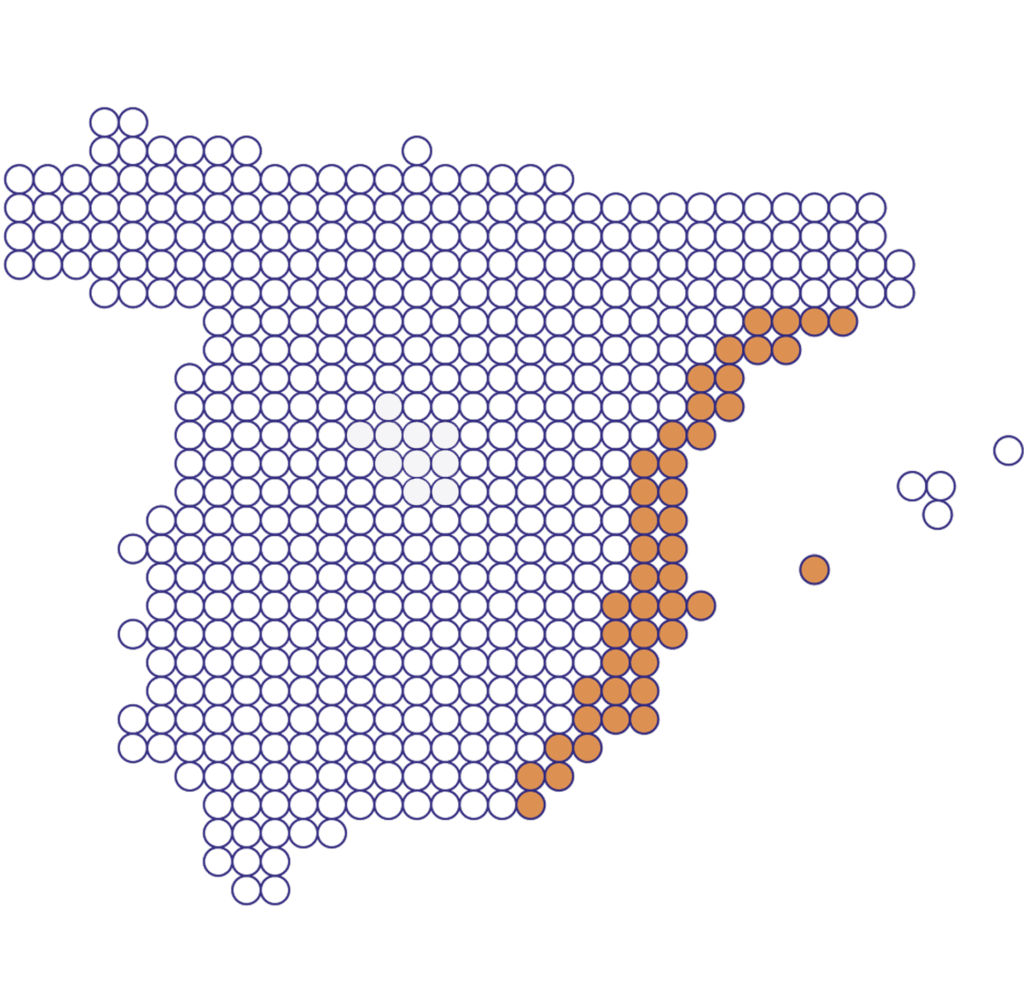 mapa de españa con presencia